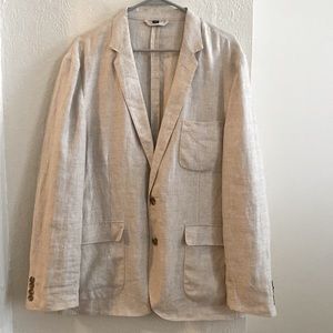 J. Crew Men’s Beige Sand 100% Linen Suit Blazer Large